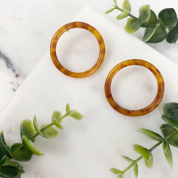 🆑 "Kiernan" Earrings || Amber Statement Hoop - Picture 4 of 11